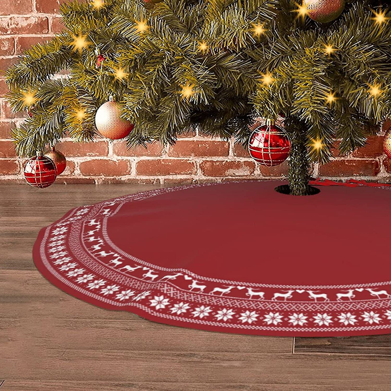 Christmas Tree Country Skirt Xmas Tree Skirts Floor Door Mat Rug for Christmas Holiday Party Decorations (red, 48") Home & Garden > Decor > Seasonal & Holiday Decorations > Christmas Tree Skirts EFINLUKY Red 48" 