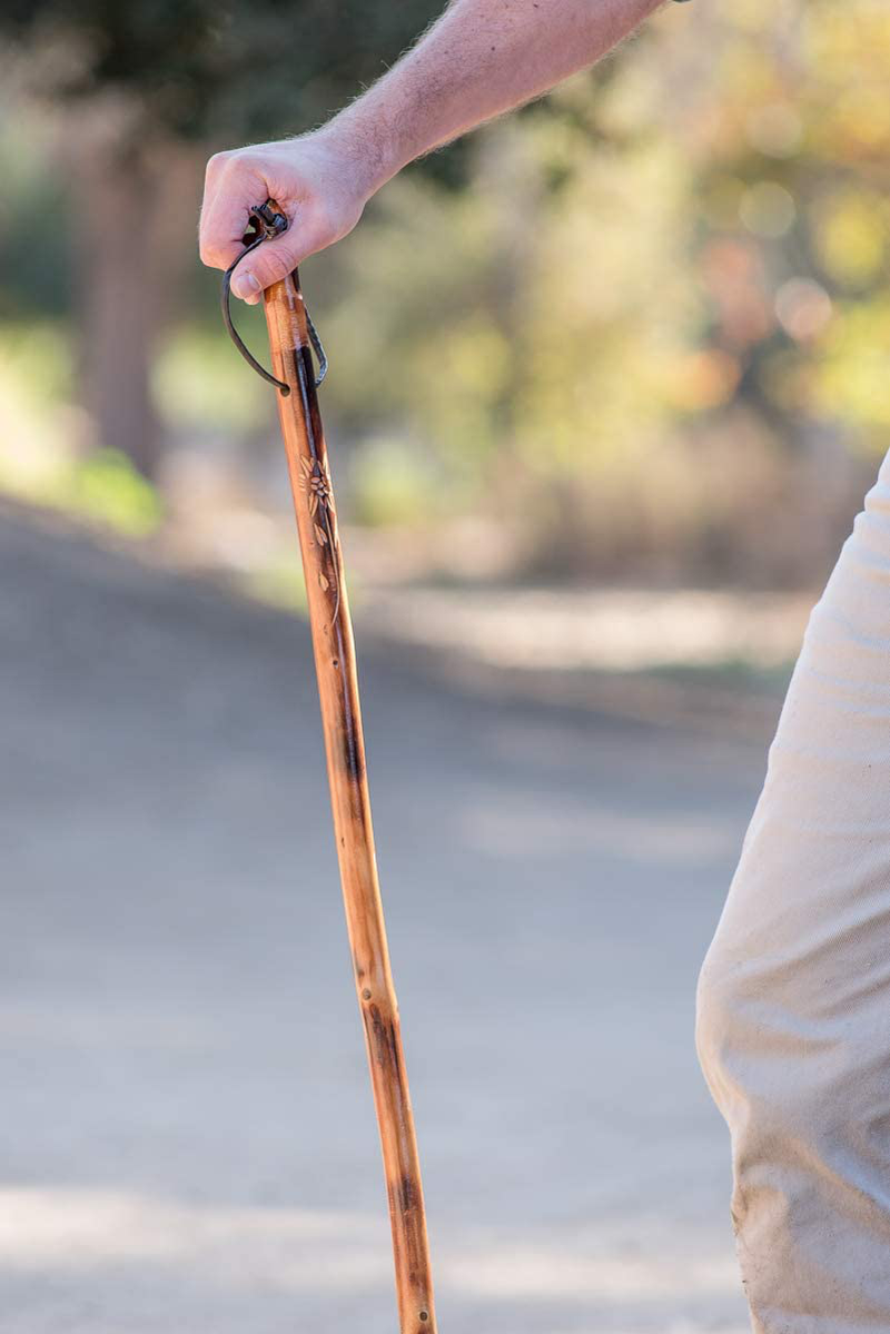 SE Survivor Series Hand Carved Flower Hiking/Walking Stick, 40" - WS630-40