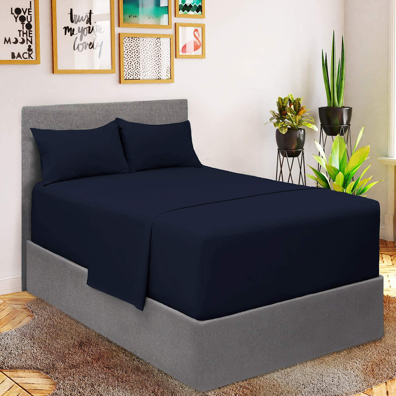 Mellanni Queen Sheet Set - Hotel Luxury 1800 Bedding Sheets & Pillowcases - Extra Soft Cooling Bed Sheets - Deep Pocket up to 16 inch Mattress - Wrinkle, Fade, Stain Resistant - 4 Piece (Queen, White) Home & Garden > Linens & Bedding > Bedding Mellanni Royal Blue EXTRA DEEP pocket - King size 