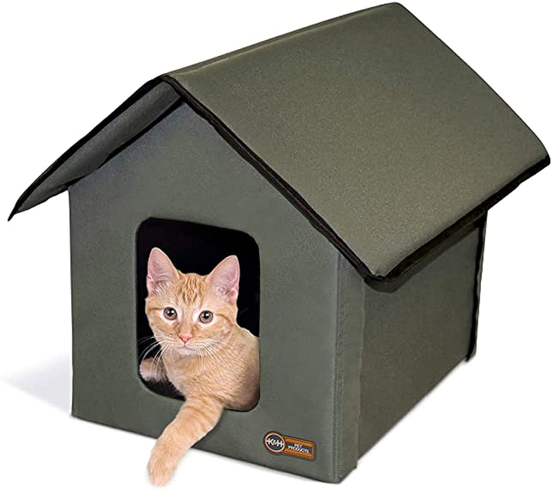 K&H Pet Products Original Outdoor Heated Kitty House Cat Shelter 19 X 22 X 17 Inches - Heated or Unheated Animals & Pet Supplies > Pet Supplies > Cat Supplies > Cat Beds K&H PET PRODUCTS Olive Green Unheated 