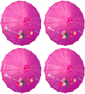 TJ Global PACK OF 4 Japanese Chinese Kids Size 22" Umbrella Parasol For Wedding Parties, Photography, Costumes, Cosplay, Decoration And Other Events - 4 Umbrellas (Hot Pink) Home & Garden > Lawn & Garden > Outdoor Living > Outdoor Umbrella & Sunshade Accessories TJ Global Purple  