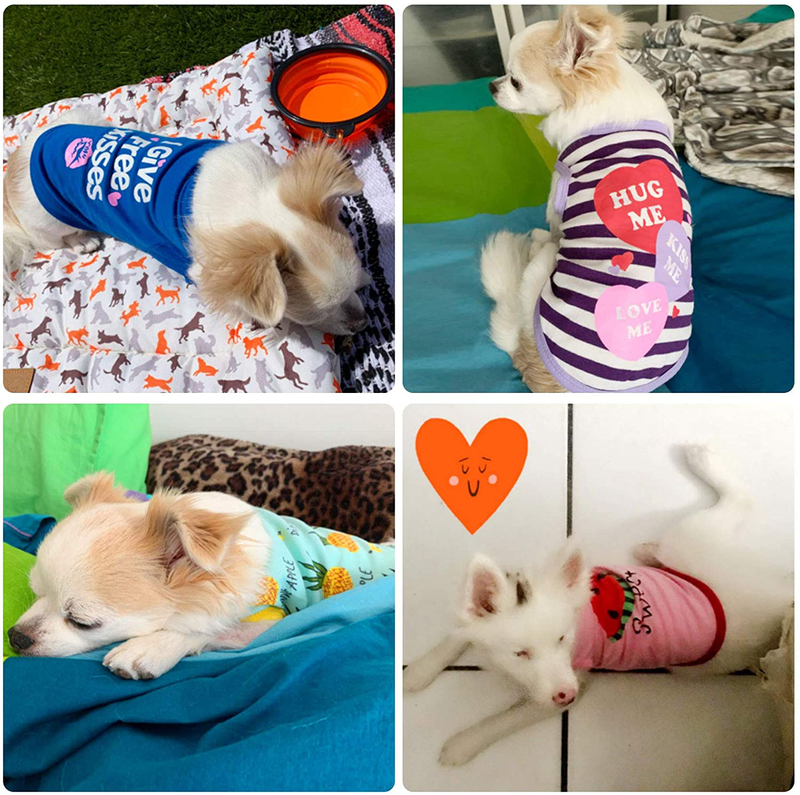 Pet Shirts Printed Puppy Shirts Dog Sweatshirt Cute Dog Clothing Cotton Dog Pullover Soft Shirt for Pet Dog Apparel Christmas New Year (Pineapple, Word, Strap, Stripe, Watermelon, M)