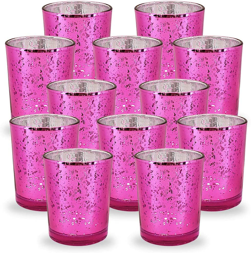 Just Artifacts 2.75-Inch Speckled Mercury Glass Votive Candle Holders (12pcs, Silver) Home & Garden > Decor > Home Fragrance Accessories > Candle Holders Just Artifacts Fuchsia  