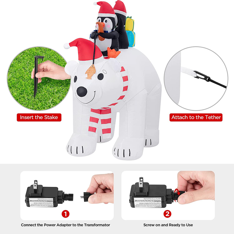 MAOYUE Christmas Inflatables, 7.5FT Outdoor Christmas Decorations, Inflatable Polar Bear with Penguins Blow up Built-in LED Lights with Sandbags, Tethers, Stakes for Holiday, Yard, Lawn, Garden Home & Garden > Decor > Seasonal & Holiday Decorations& Garden > Decor > Seasonal & Holiday Decorations MAOYUE   