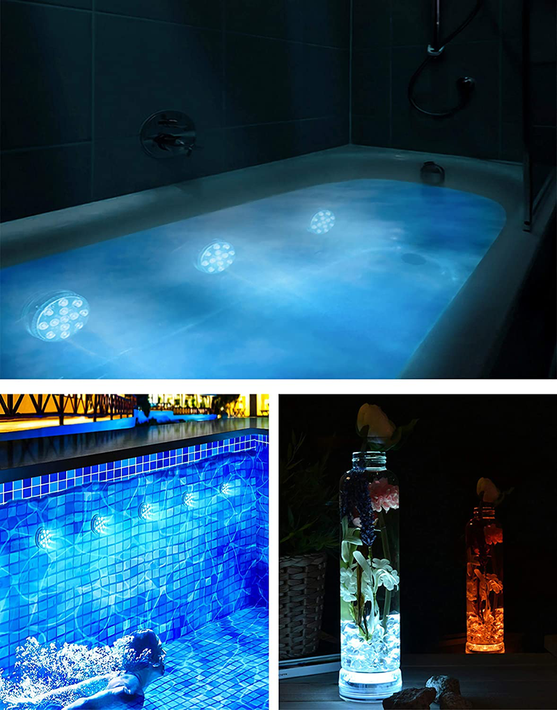 LOFTEK 13 LED Submersible Lights Remote Control 164ft Remote Range, Extra Bright Color Changing Underwater Lights for Ponds Pool Boat, IP68 Full Waterproof,Battery Operate(No Silicone Suction Cups) Home & Garden > Pool & Spa > Pool & Spa Accessories LOFTEK   