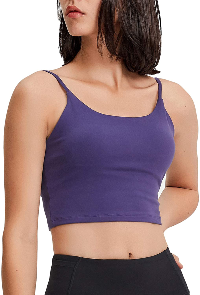 Lemedy Women Padded Sports Bra Fitness Workout Running Shirts Yoga Tank Top Apparel & Accessories > Clothing > Underwear & Socks > Bras Lemedy Purple Blue X-Large 