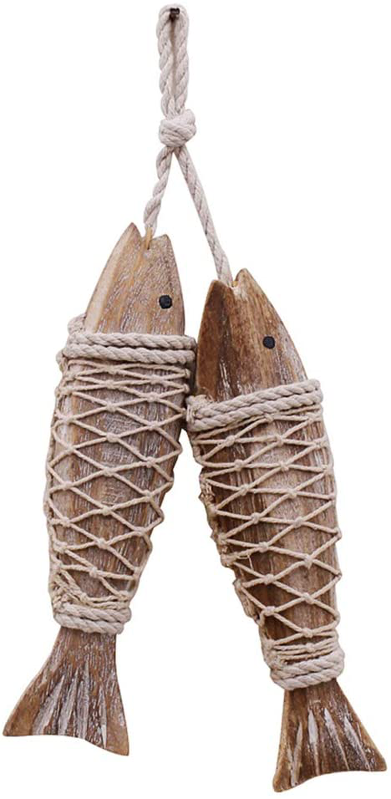 Hanging Wood Fish Rustic Wooden Hanging Fish Decorated Retro Wall Decorations Indoor Outdoor Wood Fish Decor Nautical Wood Fish Hanging Fish Decorations Nautical Outdoor Wall Decor Fish Wall Art Decor Set of 4 Home & Garden > Decor > Artwork > Sculptures & Statues WHY Decor Medium  