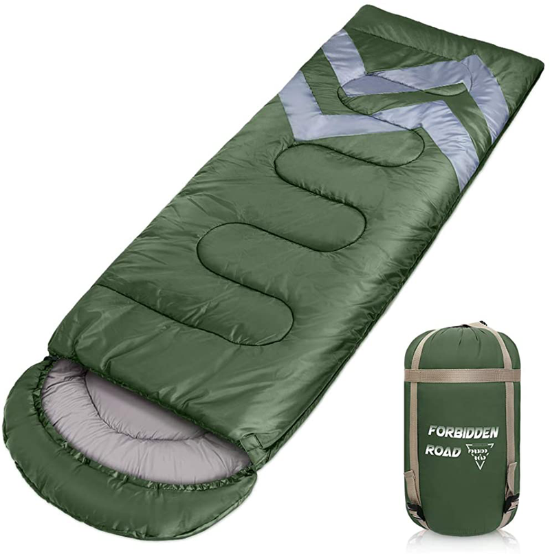 Forbidden Road Backpacking Sleeping Bag - 3 Season Warm & Cool Weather, Portable Single Sleep Bag Lightweight Water Resistant Semi Envelope for Camping Hiking Backpacking - Compression Bag Included Sporting Goods > Outdoor Recreation > Camping & Hiking > Sleeping BagsSporting Goods > Outdoor Recreation > Camping & Hiking > Sleeping Bags Forbidden Road Deep green - 30 ℉ 0 ℃ /30 ℉ 