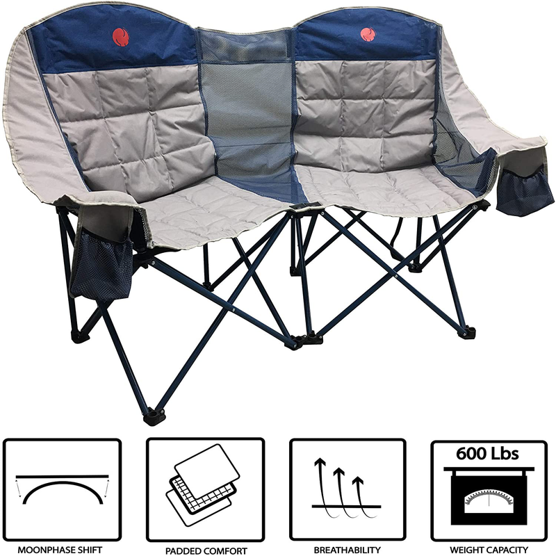 Omnicore Designs Moonphase Home-Away Loveseat Heavy Duty Oversized Folding Double Camp Chair Collection (Single, Double, Triple) (Double Loveseat) Sporting Goods > Outdoor Recreation > Camping & Hiking > Camp Furniture OmniCore Designs   