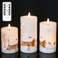 DRomance White Christmas Glass Flickering Flameless Candles Battery Operated with 10-Key Remote and Timer Set of 3 Real Wax Holiday LED Window Pillar Decor Candles(Santa Decal, 3 x 4, 5, 6 Inches) Home & Garden > Decor > Home Fragrances > Candles DRomance 3d Wick-snowman  