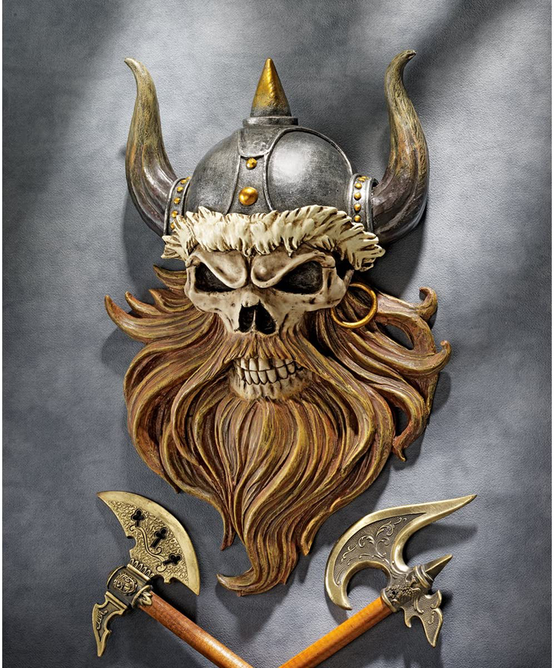 Design Toscano Skull of Valhalla Viking Warrior Wall Sculpture Plaque, 14 Inch, Full Color Finish Home & Garden > Decor > Artwork > Sculptures & Statues Design Toscano   