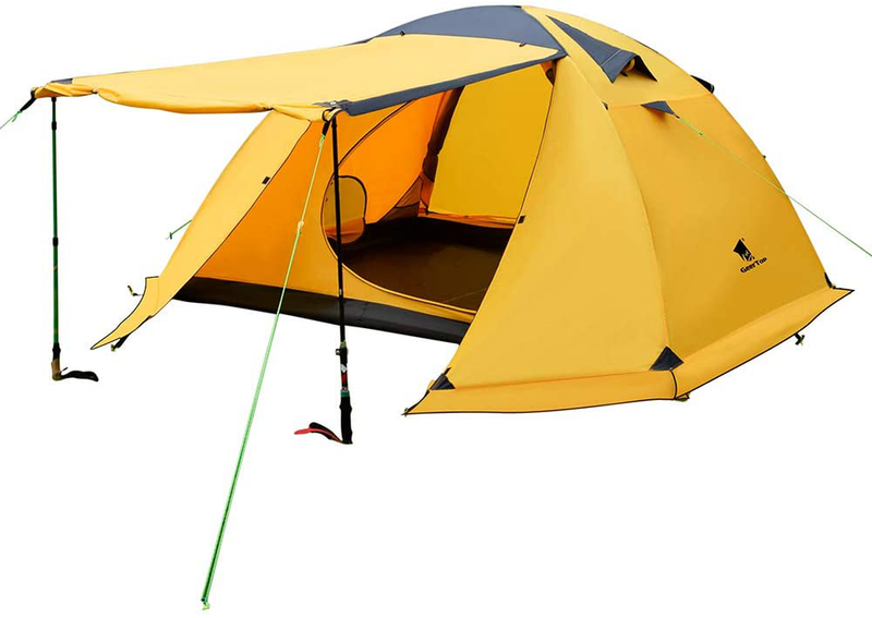GEERTOP Camping Tent 4 Person 4 Season Waterproof Double Layer Backpacking Family Camp Tent for Outdoor Survival Travel Sporting Goods > Outdoor Recreation > Camping & Hiking > Tent Accessories GEERTOP Yellow  