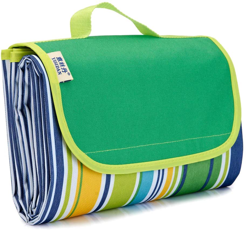 Outdoor Picnic Blanket, Super Large Sand and Waterproof Portable Camping mat, Suitable for Camping and Hiking Holiday Lawn Park Beach mat (57"×78.7”, Little Flying Leaf) Home & Garden > Lawn & Garden > Outdoor Living > Outdoor Blankets > Picnic Blankets zhurui Grass Green Stripes 57"×78.7” 