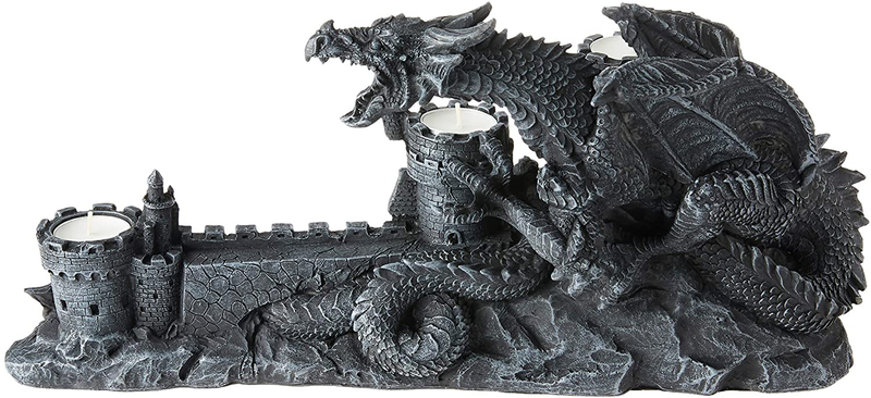 Design Toscano CL3682 Dragon's Wrath Gothic Candle Holder Statue, 18 Inch, Polyresin, Grey Stone Home & Garden > Decor > Home Fragrance Accessories > Candle Holders Design Toscano   