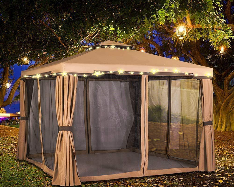 Oakmont 10' X 10' All-Season Permanent Soft-Top Patio Gazebo, Outdoor Gazebo Canopy with Net Drapery Mosquito Netting and Shade Curtains (Brown) Sporting Goods > Outdoor Recreation > Camping & Hiking > Mosquito Nets & Insect Screens Oakmont   