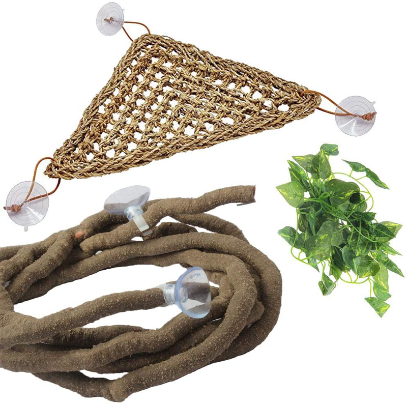 PINVNBY Bearded Dragon Hammock Jungle Climber Vines Flexible Reptile Leaves with Suction Cups Habitat Decor for Climbing, Chameleon, Lizards, Gecko, Snakes Animals & Pet Supplies > Pet Supplies > Reptile & Amphibian Supplies PIVBY Default Title  