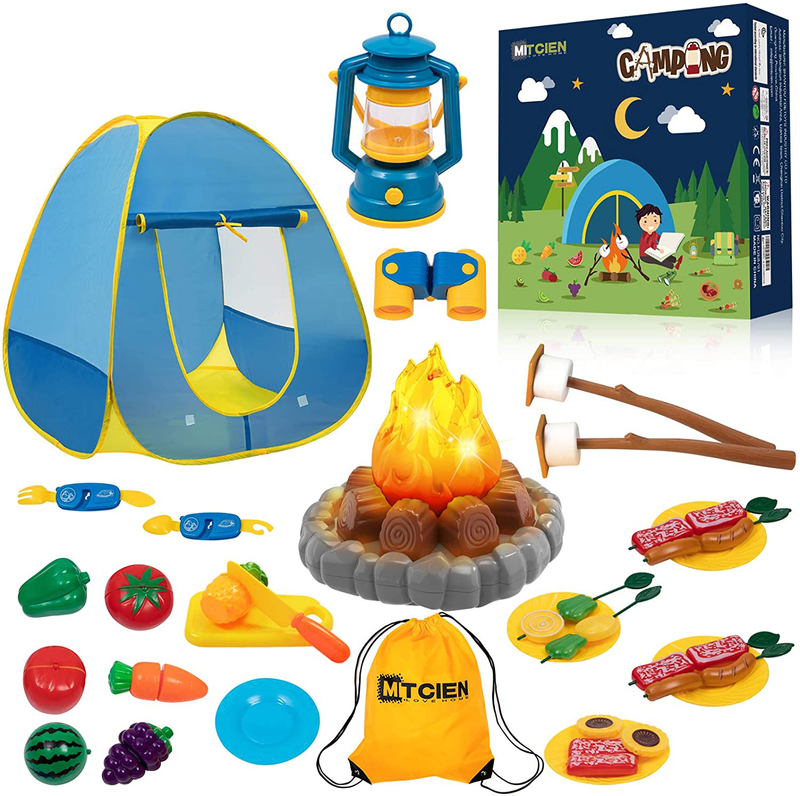 MITCIEN Kids Camping Play Tent with Toy Campfire / Marshmallow /Fruits Toys Play Tent Set for Boys Girls Indoor Outdoor Pretend-Play Game Sporting Goods > Outdoor Recreation > Camping & Hiking > Tent Accessories MITCIEN   