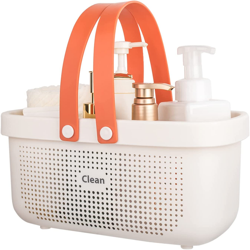 Jiatua Plastic Storage Basket with Handle Portable Shower Caddy Tote for Organizing Bathroom Kitchen Dorm Room Office, White Sporting Goods > Outdoor Recreation > Camping & Hiking > Portable Toilets & Showers JiatuA   