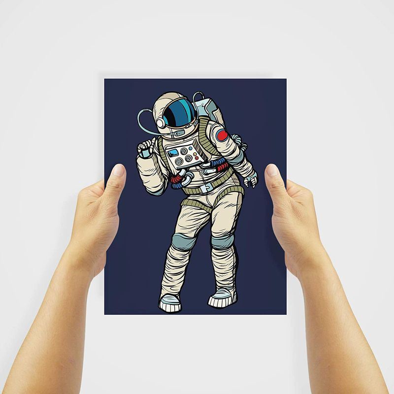 Dancing Astronauts Space Wall Prints - 6 Unframed 8x10 Artwork For Children's Room Playroom Boy Girl Nursery Office | Fun Funky Outer Space Men & Women | Music Dance Prints Posters for Bedroom Decor Home & Garden > Decor > Seasonal & Holiday Decorations RitzyRose   