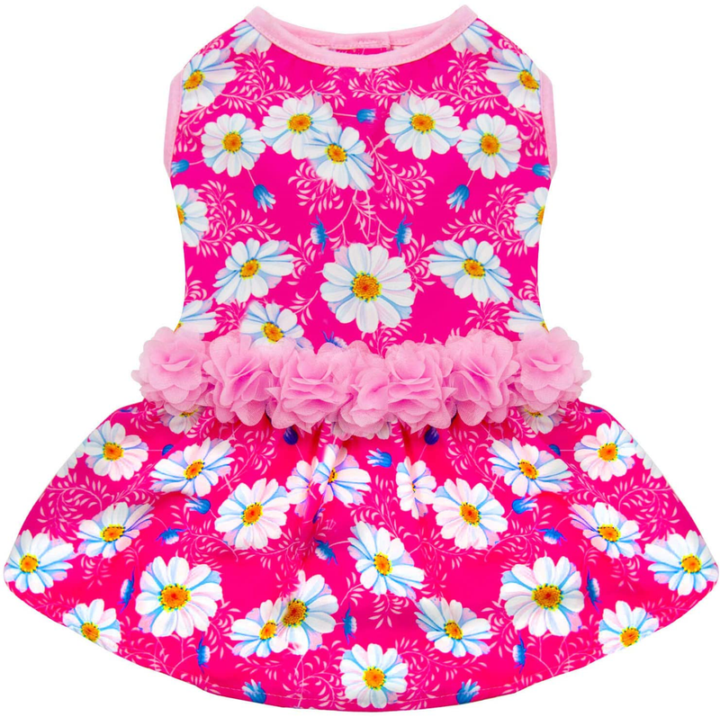 KYEESE Dogs Dresses Daisy Eelgant Princess Doggie Dress for Small Dogs with Flowers Decor Spring Summer Animals & Pet Supplies > Pet Supplies > Cat Supplies > Cat Apparel KYEESE Daisy X-Small (Pack of 1) 