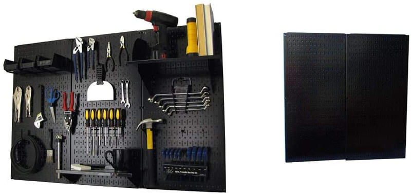 Pegboard Organizer Wall Control 4 ft. Metal Pegboard Standard Tool Storage Kit with Galvanized Toolboard and Black Accessories Hardware > Hardware Accessories > Tool Storage & Organization Wall Control Black/Black Storage + Pegboard Pack 