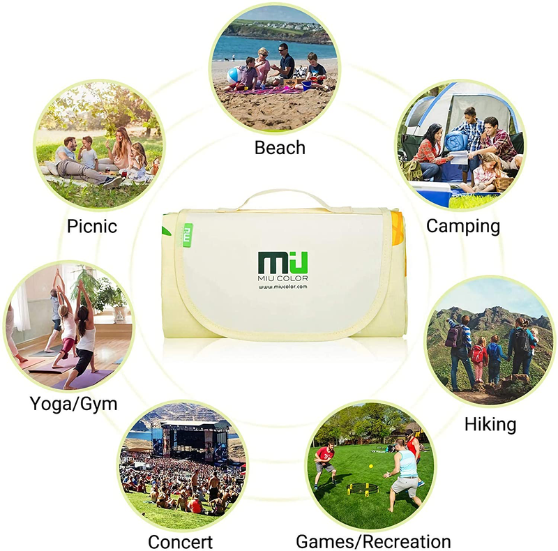 MIU COLOR Extra Large Picnic Blankets, Outdoor Blanket 80"x60" Dual Layers, Sandproof & Waterproof Beach Blanket, Handy Mat Tote for Camping on Grass, Beach with Family, Friends, Kids Home & Garden > Lawn & Garden > Outdoor Living > Outdoor Blankets > Picnic Blankets MIU COLOR   