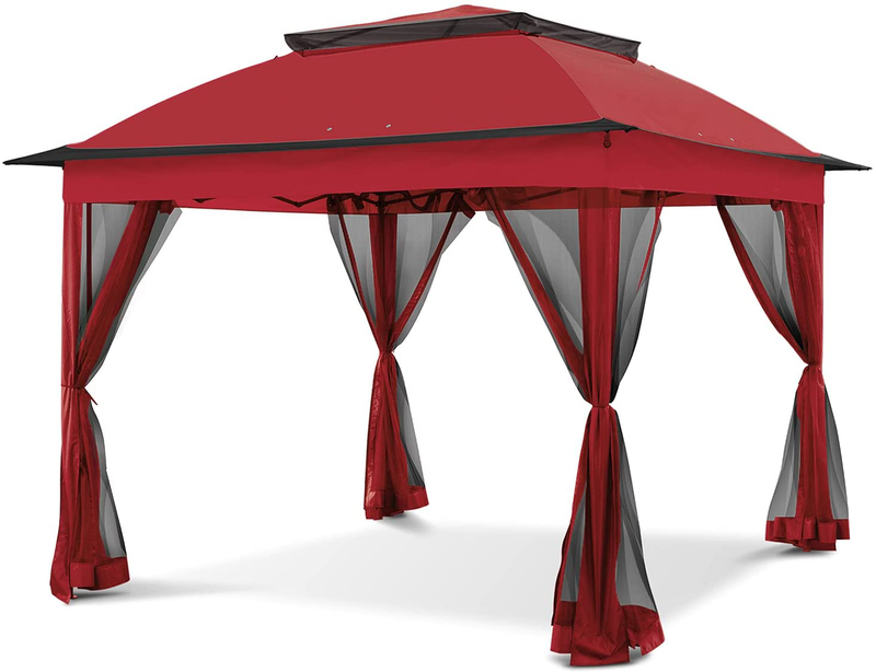 COOL Spot 11'x11' Pop-Up Gazebo Tent Instant with Mosquito Netting Outdoor Gazebo Canopy Shelter with 121 Square Feet of Shade (Beige) Home & Garden > Lawn & Garden > Outdoor Living > Outdoor Structures > Canopies & Gazebos COOL Spot Red  