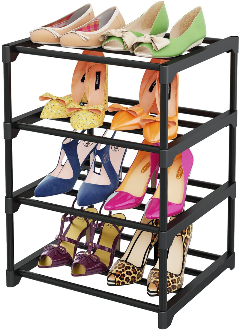 Finew 8 Tiers Shoe Rack Shoe Storage Organizer for Entryway Holds 26-30 Pairs Shoes and Boots, Metal Shoe Stand Organizer Shelving, Storage Cabinet Shoe Rack Shelves with Hooks Hammer Furniture > Cabinets & Storage > Armoires & Wardrobes Finew 4 Tiers 1 Rows  