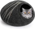 MEOWFIA Premium Felt Cat Bed Cave (Medium) - Handmade 100% Merino Wool Bed for Cats and Kittens (Black/Aqua/Medium) Animals & Pet Supplies > Pet Supplies > Cat Supplies > Cat Beds MEOWFIA Dark Grey  