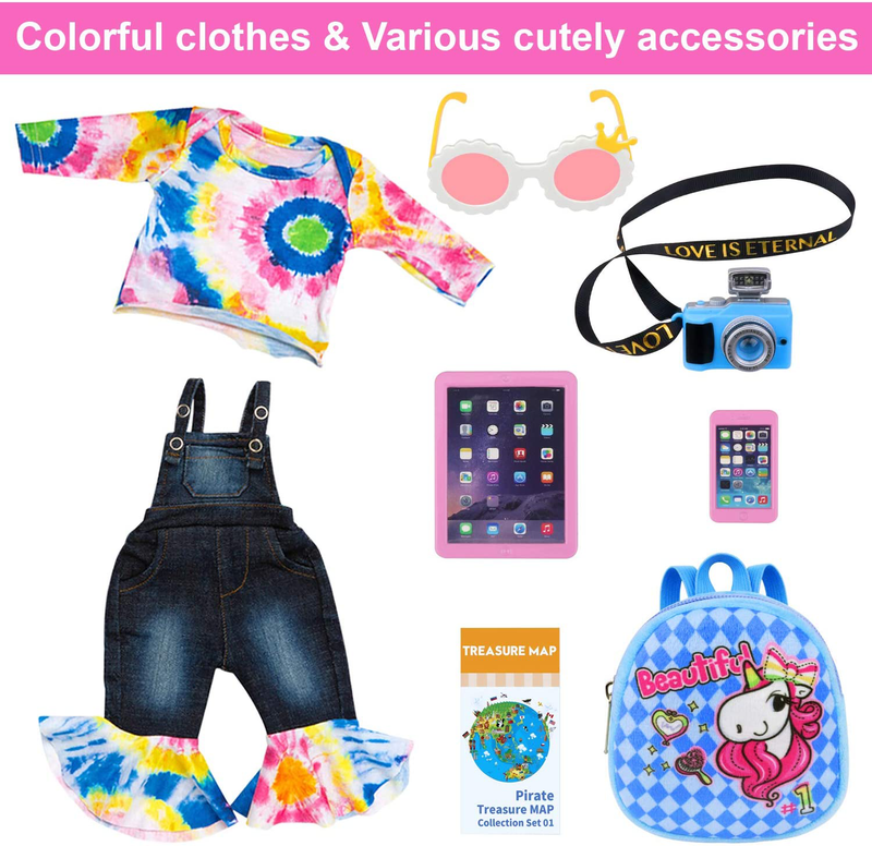Ecore Fun 9 Items American 18 Inch Girl Unicorn Dolls Camping Tent Set and Accessories Including 18 Inch Doll Tent, Doll Sleeping Bag, Doll Backpack, Toy Camera, Glasses and Toy Phone Etc Sporting Goods > Outdoor Recreation > Camping & Hiking > Tent Accessories Ecore Fun   