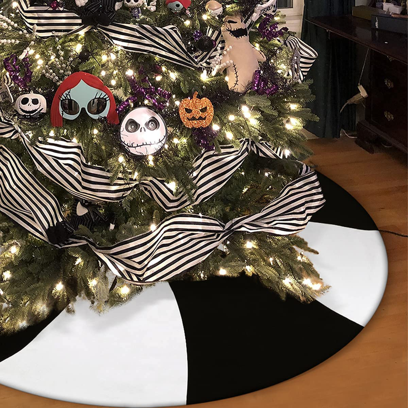 Sofevaim Black and White Lollipop 36 inch Tree Skirt,Patchwork Halloween&Christmas Tree Mat,Ornaments for Tree Home Holiday Party Decoration Home & Garden > Decor > Seasonal & Holiday Decorations > Christmas Tree Skirts Sofevaim   