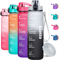 Giotto 32oz Motivational Water Bottle with Times & Removable Strainer to drink, Resuable Leakproof BPA Free Sports Water Jug to Remind You Drink More Water