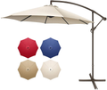 Funsite 10FT Cantilever Patio Umbrella, Offset Hanging Umbrella with Crank & Cross Base, Offset Patio Umbrella Cantilever for Garden, Lawn, Deck, Backyard & Pool, Tan