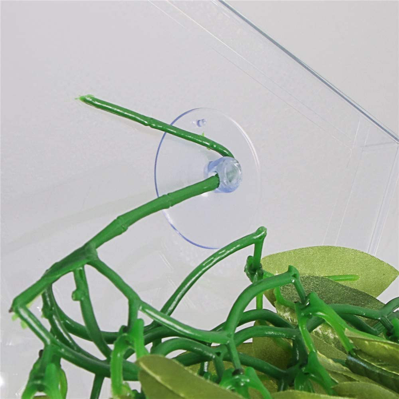 Reptile Plants Hanging Silk Terrarium Plant with Suction Cup for Bearded Dragons,Lizards,Geckos,Snake Pets and Hermit Crab Tank Habitat Decorations,Small Size,12 inches Green