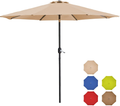 SUNVIVI OUTDOOR 7.5 Ft Patio Umbrella Outdoor Market Table Umbrella with Crank, 6 Ribs, Polyester Canopy, Beige