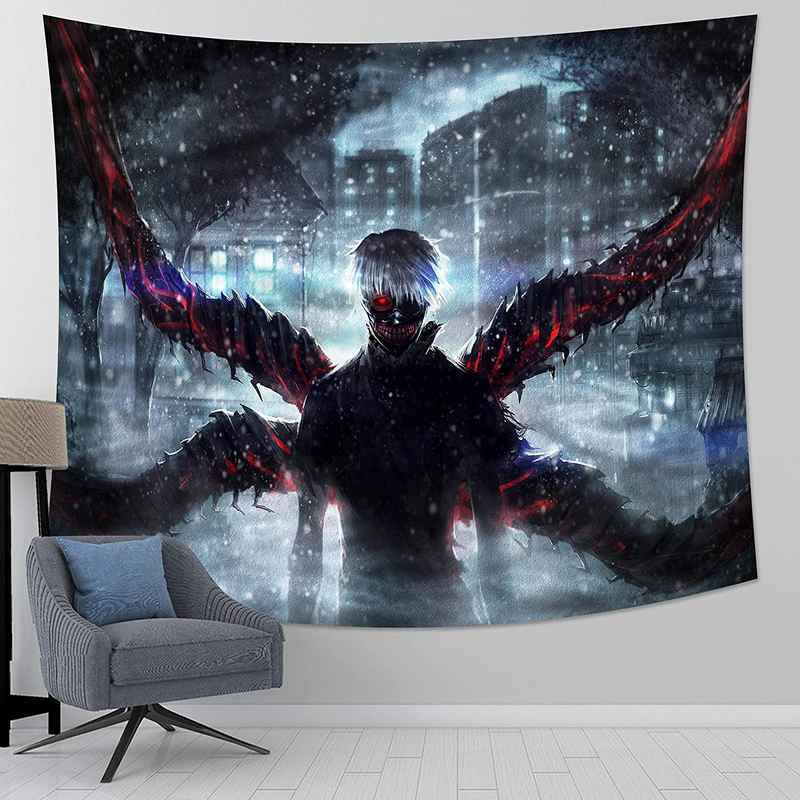 MEWE Anime Tokyo Ghoul Tapestry Japanese Anime Tapestry Wall Hanging for Anime Gifts Bedroom 59x70in Home & Garden > Decor > Artwork > Decorative Tapestries MEWE Japanese Anime Tapestry 3 50x60in 