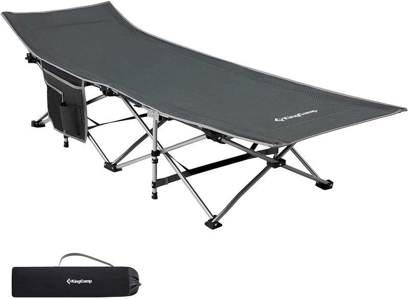 Kingcamp Folding Camping Cot, Heavy Duty Design Holds Adults Portable and Ultra Lightweight Single Person Bed for Camp Office Indoor & Outdoor Use Sporting Goods > Outdoor Recreation > Camping & Hiking > Camp Furniture KingCamp Blackgreychecker  