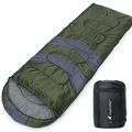 Mallome Sleeping Bags for Adults Kids & Toddler - Camping Accessories Backpacking Gear for Cold Weather & Warm - Lightweight Equipment with Ultralight Compact Bag - Girls Boys Single & Double Person Sporting Goods > Outdoor Recreation > Camping & Hiking > Sleeping BagsSporting Goods > Outdoor Recreation > Camping & Hiking > Sleeping Bags MalloMe Forest Green with Stripes Single - 31in x 86.6" 