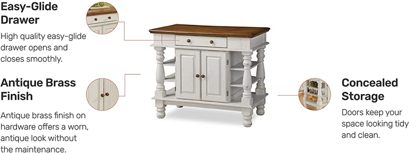 Homestyles Kitchen Island Americana Dual Side Storage Cabinet, 36 Inches High by 42 Inches Wide, Antique White Home & Garden > Kitchen & Dining > Food Storage Home Styles   