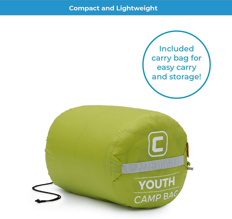 Core Youth Indoor/Outdoor Sleeping Bag - Great for Kids, Boys, Girls - Ultralight and Compact Perfect for Backpacking, Hiking, Camping, and Sleepovers Sporting Goods > Outdoor Recreation > Camping & Hiking > Sleeping Bags Core   