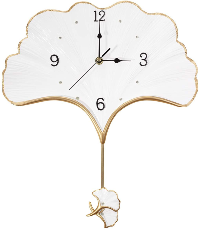 Keenkee Elegant Wall Clock with Pendulum Battery Operated Non Ticking Silent Unique Home Decorative Fancy Hanging Clocks for Living Room, Kitchen, Bedroom, Office, Dining, Bathroom Aesthetic Decor