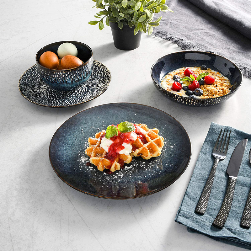 Gibson Elite Matisse 16 Piece Double Bowl Dinnerware Set, Cobalt Blue Home & Garden > Kitchen & Dining > Tableware > Dinnerware Gibson Elite   