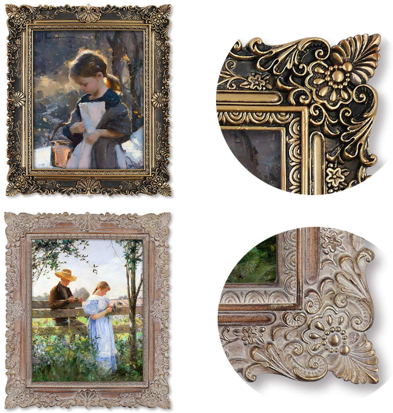 SIMON'S SHOP Picture Frames 8x10 Antique Style Photo Frame with Glass Front, Vintage Picture Frame for Tabletop and Wall Display, Black & Gold Home & Garden > Decor > Picture Frames SIMON'S SHOP   