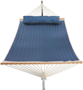 Patio Watcher 11 Feet Quilted Fabric Hammock with Pillow Double 2 Person Hammock with Bamboo Spreader Bars, Perfect for Outdoor Outside Patio Yard Beach, Dark Blue Home & Garden > Lawn & Garden > Outdoor Living > Hammocks Patio Watcher Dark Blue  
