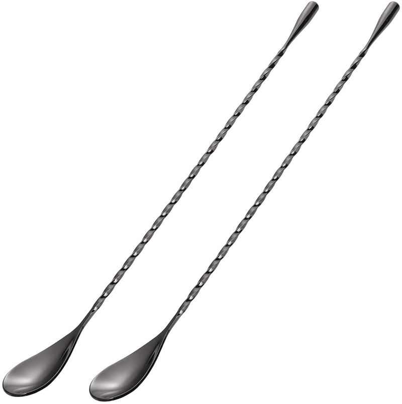 HIWARE LZS13B 12 Inches Stainless Steel Mixing Spoon, Spiral Pattern Bar Cocktail Shaker Spoon Home & Garden > Kitchen & Dining > Barware HIWARE Black 2 Pack 
