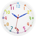 Lumuasky Silent Kids Wall Clock 12 Inch Non-Ticking Battery Operated Colorful Decorative Clock for Children Nursery Room Bedroom School Classroom - Easy to Read (Blue) Home & Garden > Decor > Clocks > Wall Clocks Lumuasky White Frame  