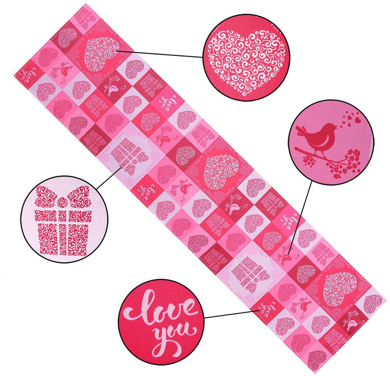 Simhomsen Printed Rose Pink Table Runner for Valentine'S Day, Decorative Scarf for Wedding Anniversary, Marriage Proposals, Engagements, Romantic Events or Parties Rectangle (15 × 68 Inch) Home & Garden > Decor > Seasonal & Holiday Decorations Simhomsen   