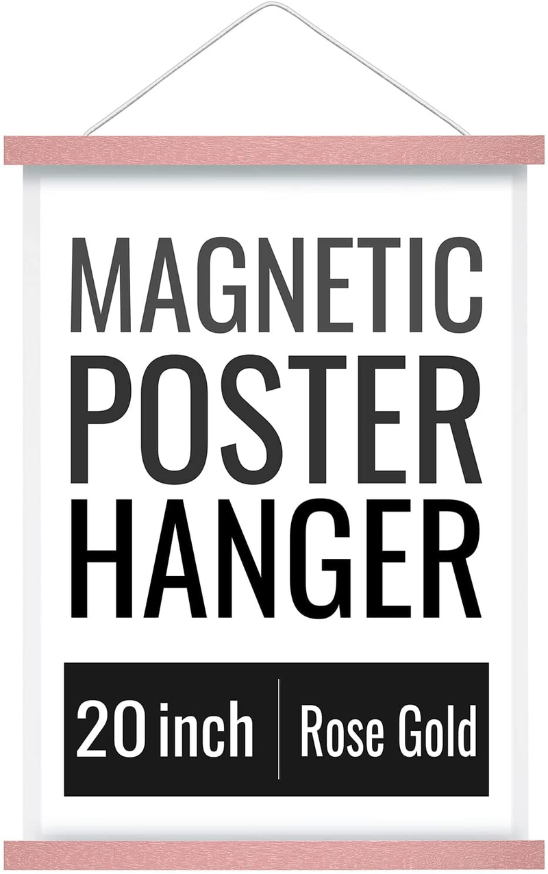 Magnetic Poster Hanger Wooden Poster Hangers, 16 Inch, Extra Strong Magnets, Quick Assembly and Easy Use, Wood Poster Hanger for Wall Art, Pictures, Prints, Maps, Canvas, 16X24 16X22 16X20, Black Home & Garden > Decor > Artwork > Posters, Prints, & Visual Artwork HONKKI Rose Gold 20 Inch 