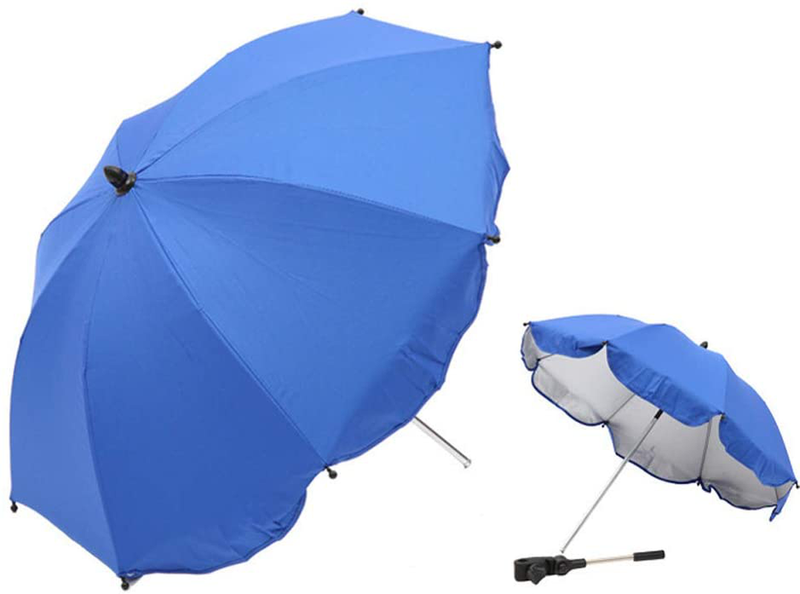 EMVANV Baby Stroller Clip-On Umbrella, Universal Detachable Stroller Umbrella Sun Shade Flexible Arm Manual Open UV Protection Pushchair Umbrella(Black)