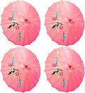 TJ Global PACK OF 4 Japanese Chinese Kids Size 22" Umbrella Parasol For Wedding Parties, Photography, Costumes, Cosplay, Decoration And Other Events - 4 Umbrellas (Hot Pink) Home & Garden > Lawn & Garden > Outdoor Living > Outdoor Umbrella & Sunshade Accessories TJ Global Pink  